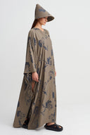 Brown/Grey Patterned Long Kimono Jacket - Y265015035