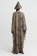 Brown/Grey Patterned Long Kimono Jacket - Y265015035