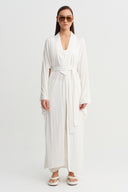 Off-White Tie-Up Long Kimono - Y265015039