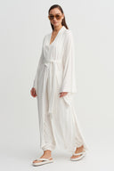 Off-White Tie-Up Long Kimono - Y265015039