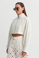 Off-White Shimmering Textured Crop Jacket - Y265015051