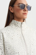 Off-White Shimmering Textured Crop Jacket - Y265015051
