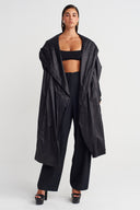 Black / Black Hooded Draped Scarf - Y266016004