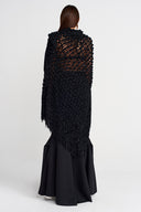 وشاح أسود محبوك بنقشة مميزة - Y266016005