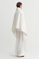 Off-White Stone Embellished Tassel Detail Cape Shawl - Y266016011