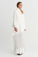 Off-White Stone Embellished Tassel Detail Cape Shawl - Y266016011