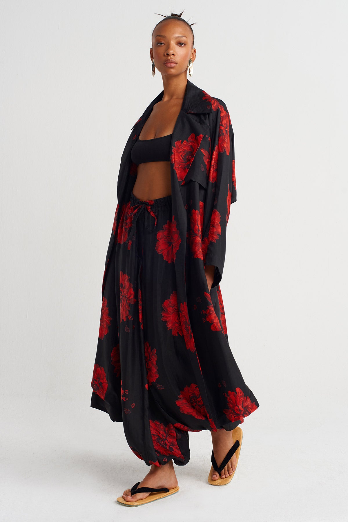 Floral Pattern Long Kimono - Y267017004