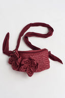 Plum Hand-Knitted Flower Applique Bag - Y268018001
