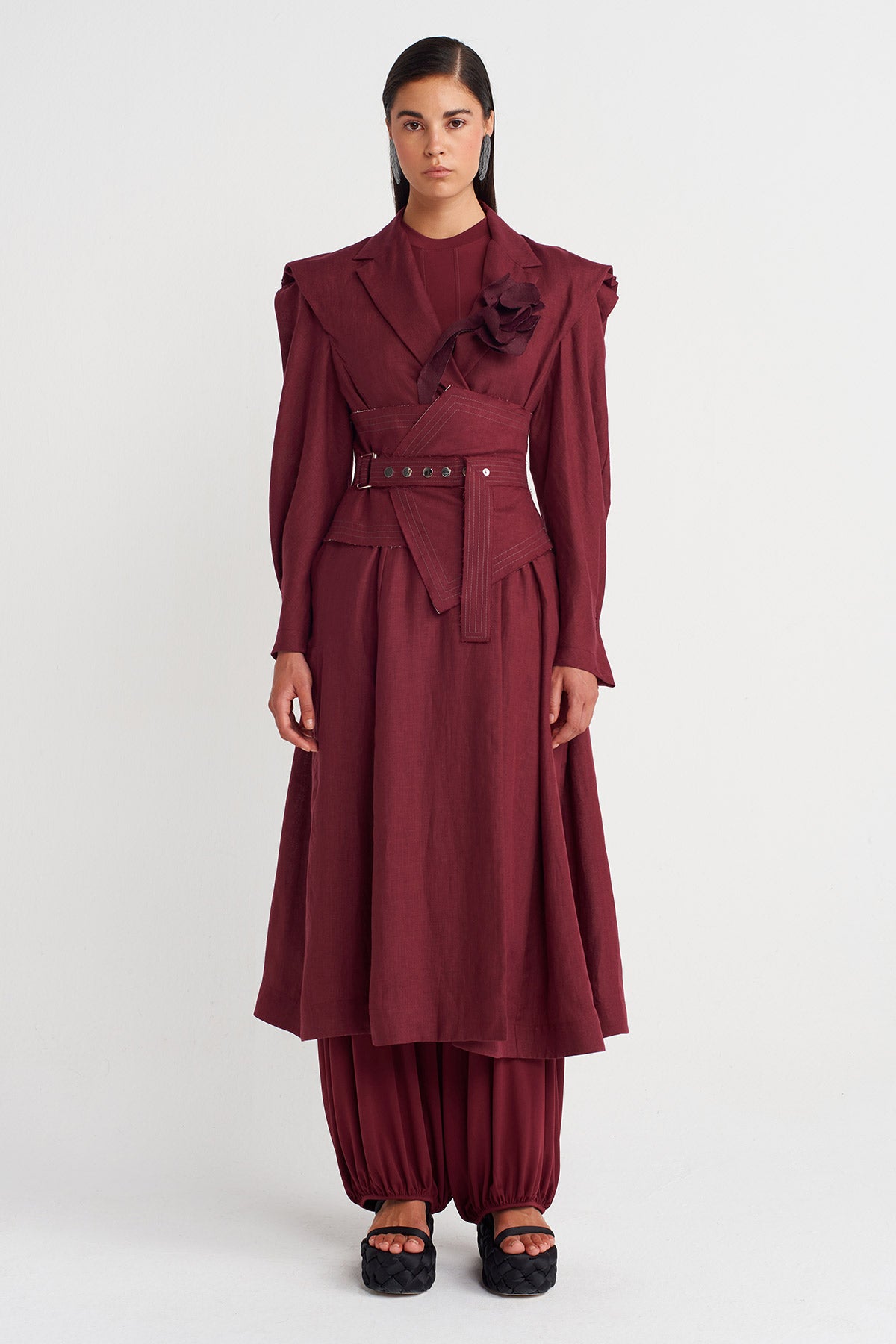 حزام مشدّ بلون البرقوق بتفاصيل خياطة غير متماثلة - Y268018002