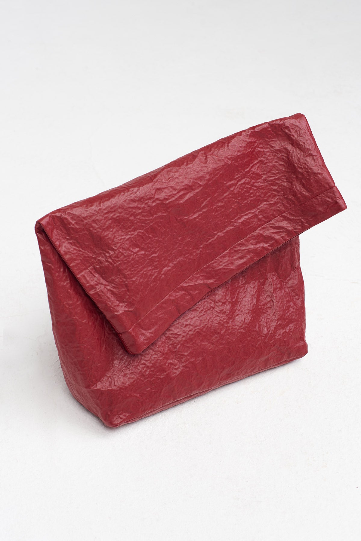 Mürdüm Kırışık Dokulu Suni Deri Katlanabilir Clutch-Y268018003