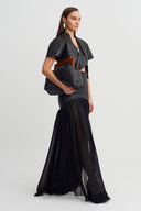 Black Wooden Framed Leather Bag - Y268018018